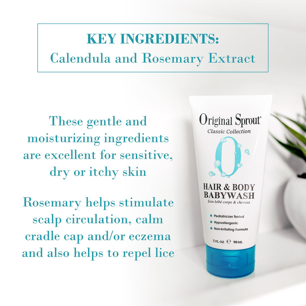 Original Sprout used during baby bath demonstrating gentle cleansing and soothing benefit
