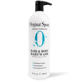 Original Sprout bottle front view showing product and gentle family-sized packaging benefit