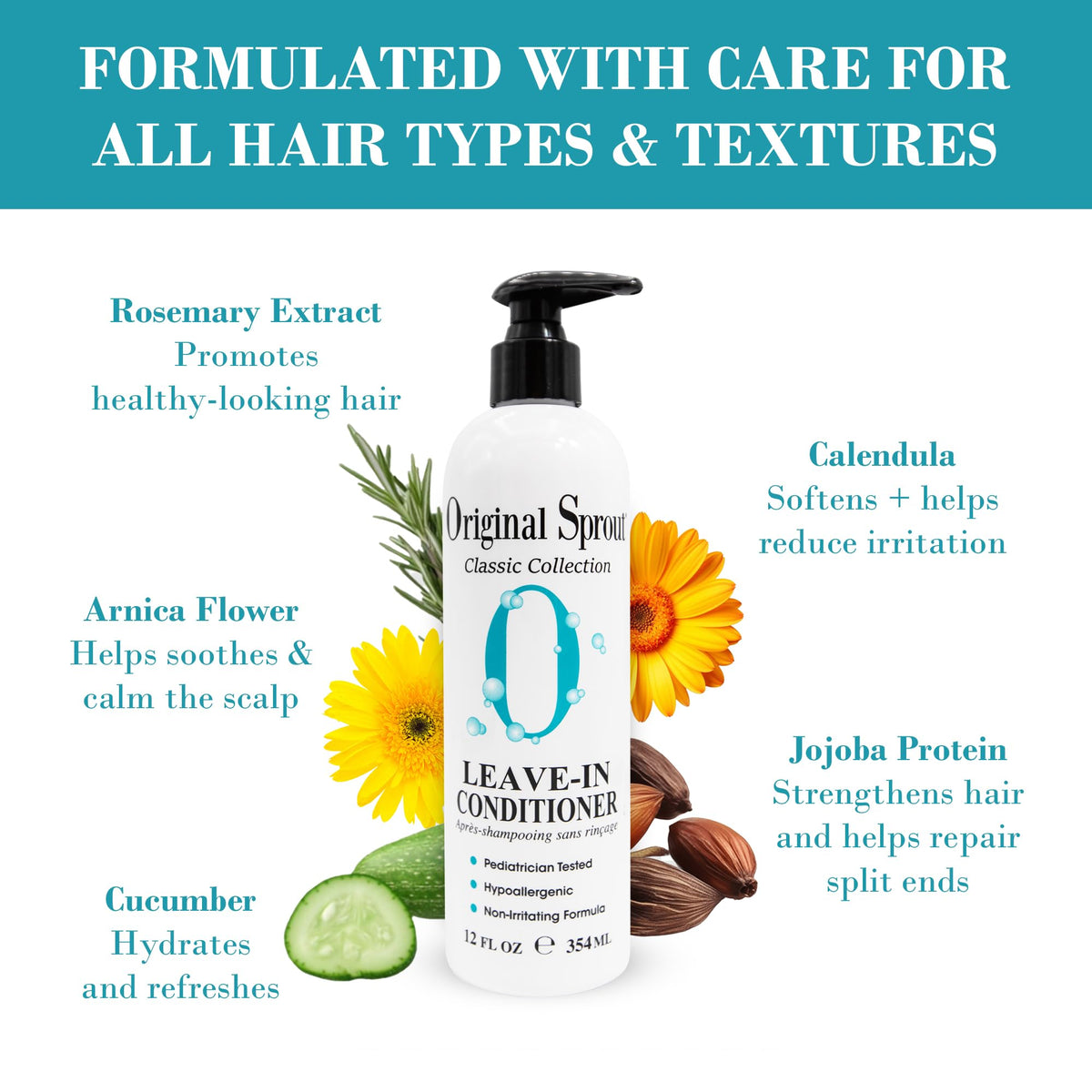 Original Sprout botanicals like jojoba calendula and rosemary showing natural ingredients benefit