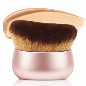 Originbuty front view of kabuki brush showing full head and pink finish, easy coverage