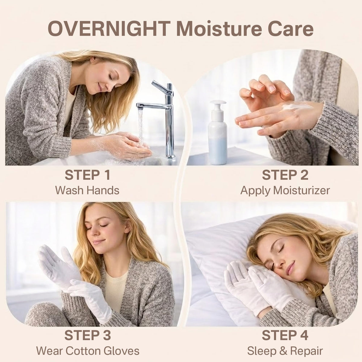 Originbuty gloves with hand cream applied to show enhanced moisturizer boost