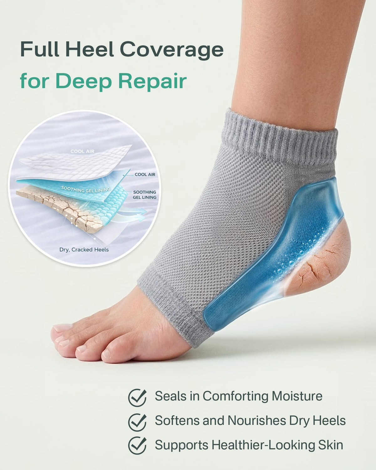 Originbuty toeless design on foot showing breathability and targeted moisturization