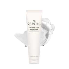 Origins bottle front view showing label and benefit: balanced cleansing