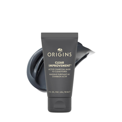 Origins front packaging showing travel-size tube and product name benefits