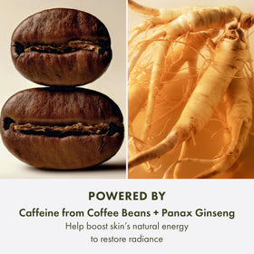 Origins GinZing with ginseng and coffee beans illustrating energizing ingredients