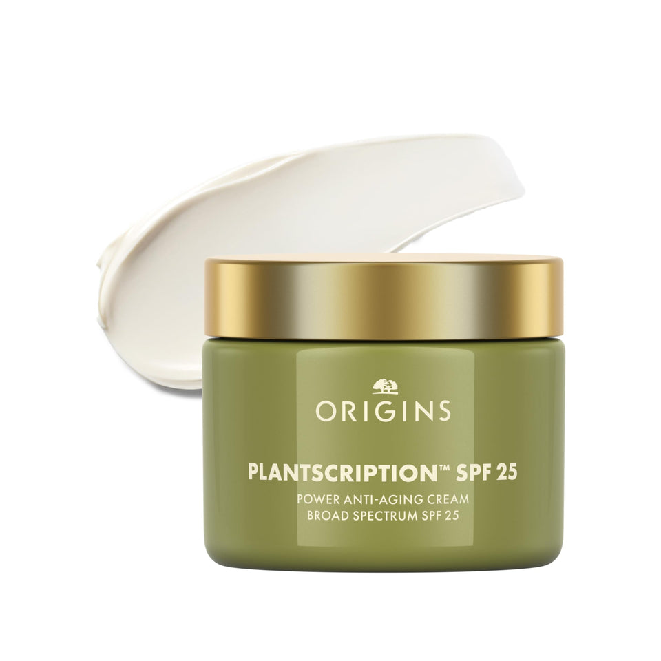 Origins Plantscription front jar showing packaging and SPF benefit
