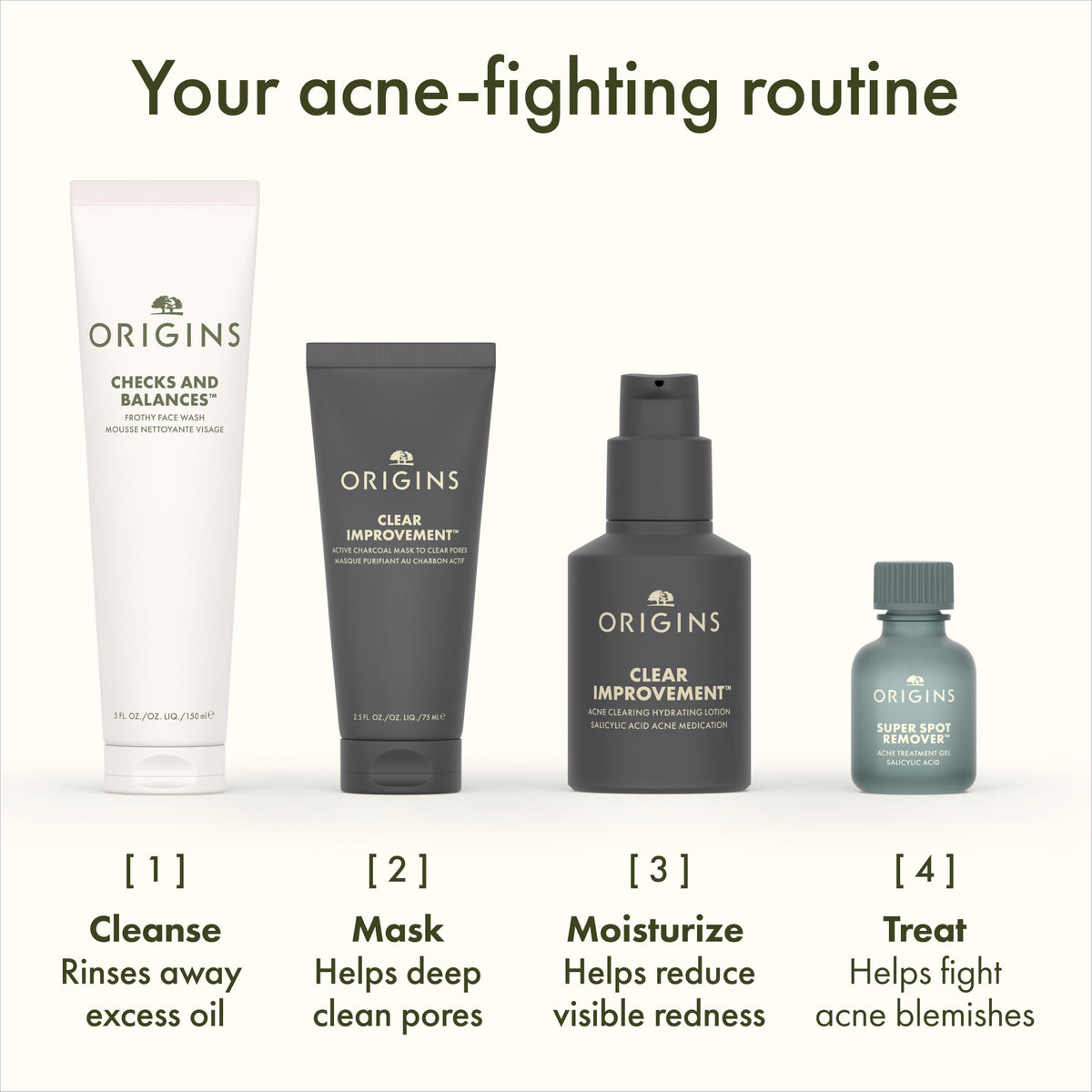 Origins spot treatment stored in a bathroom cabinet indicating daily routine fit