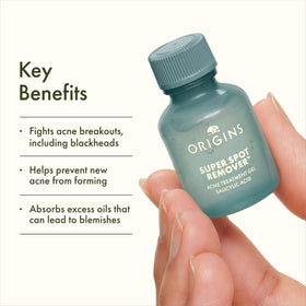 Origins spot treatment gel texture close-up showing lightweight absorbent finish