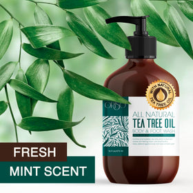 ORISO label ingredient close-up highlighting tea tree oil and moisturizing aloe for ingredient transparency
