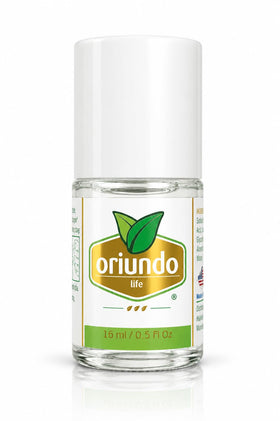 oriundo life front bottle showing compact 0.5 oz and brand clarity benefit