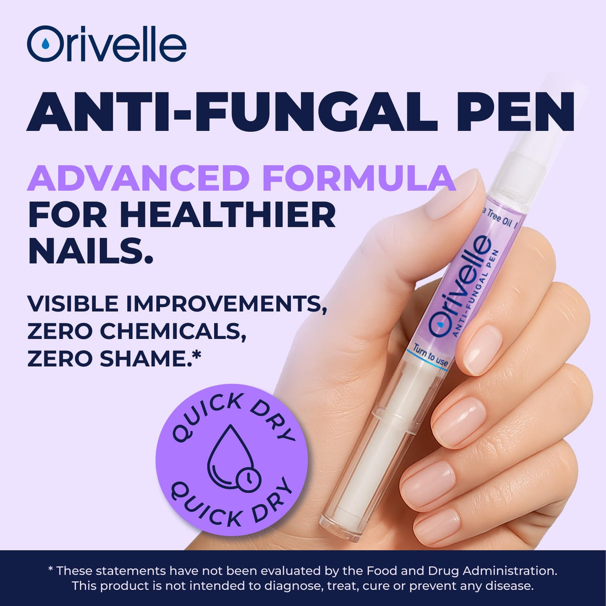 Orivelle product close-up tip delivering precise, mess-free nail application