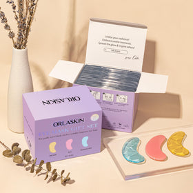 ORLASKIN opened foil pouch revealing single-use pair and fresh serum