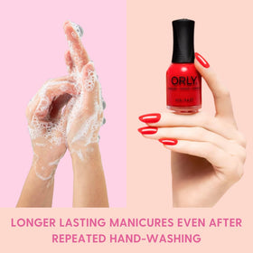 Orly Bonder application on natural nails demonstrating improved polish adhesion