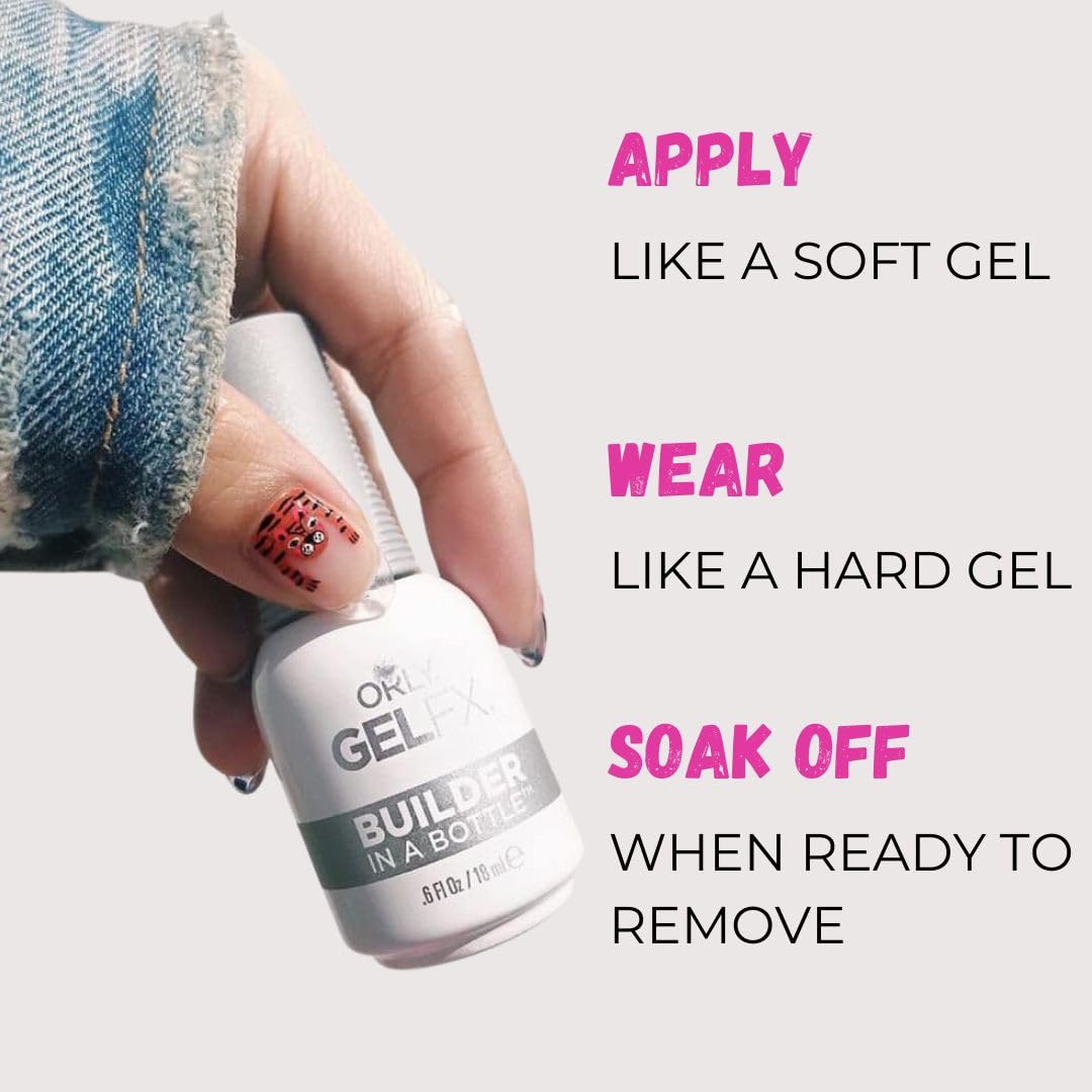 Orly builder in a bottle scale comparison with finger showing true product size