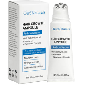 ORRÉNATURALS front packaging of Hair Revival Ampoule, clear labeling and compact bottle aiding easy storage