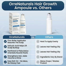 ORRÉNATURALS ampoule on bathroom shelf in lifestyle setting suggesting easy integration into routines