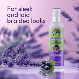 ORS mist on braids illustrating lightweight hydration and shine