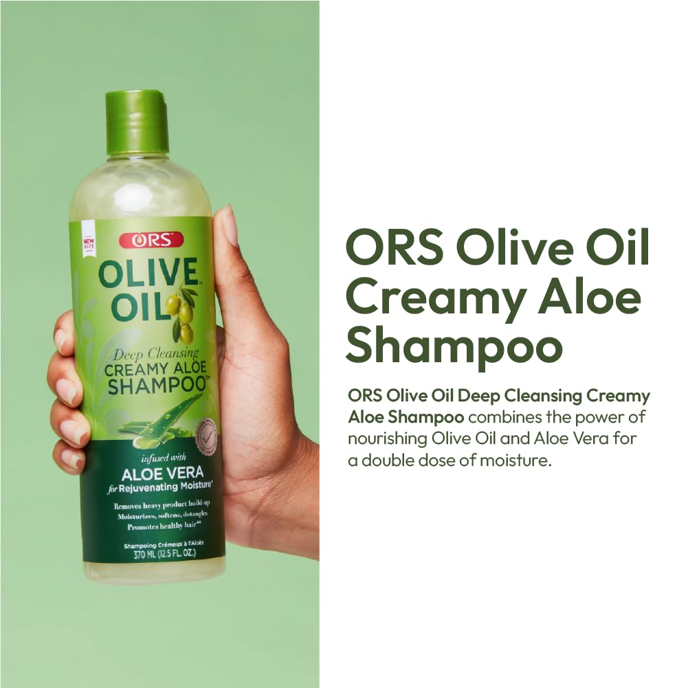 ORS creamy aloe shampoo texture close-up demonstrating hydration
