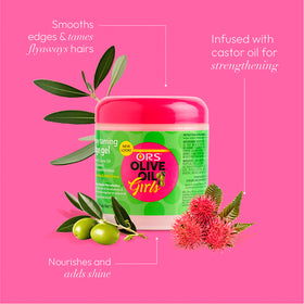 ORS Olive Oil Girls gel texture close-up highlighting smooth, non-greasy consistency