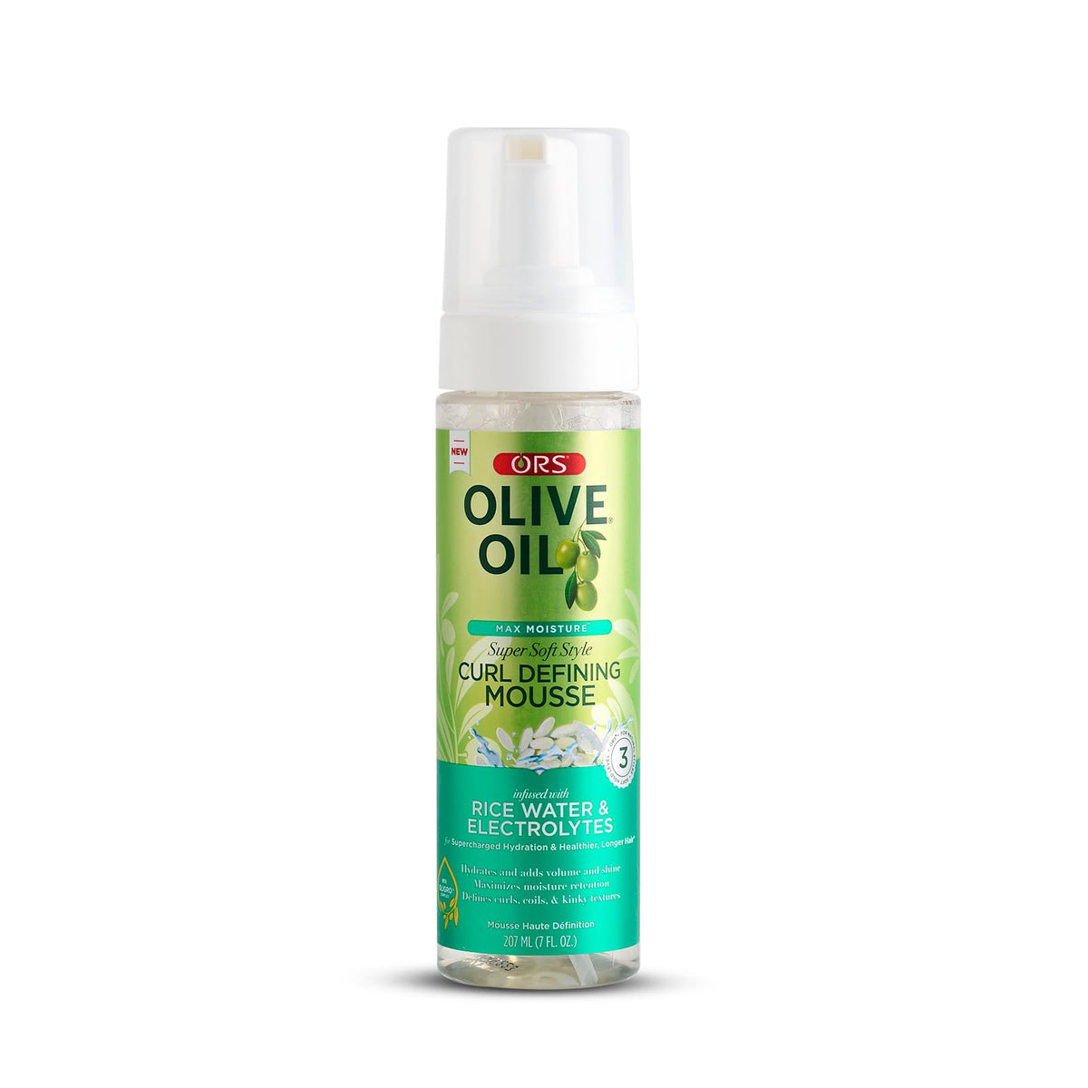 ORS olive oil mousse front packaging shows size and branding for clear choice