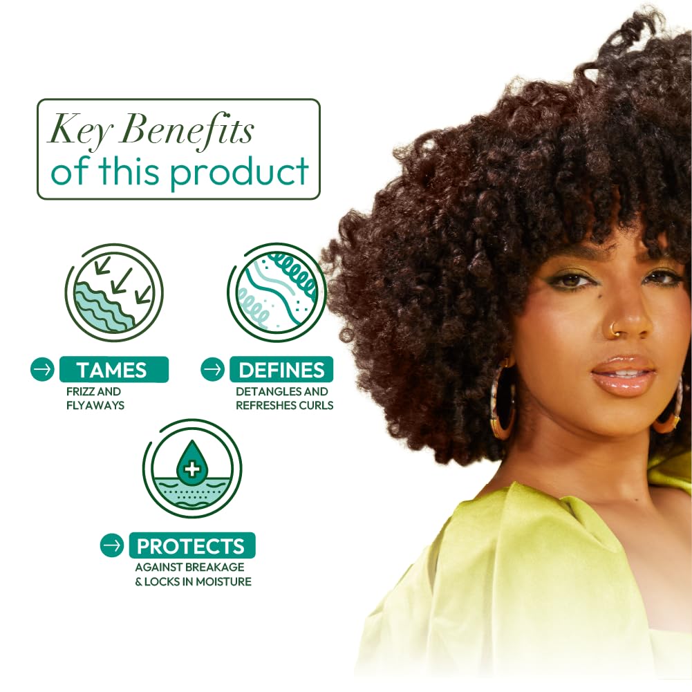 ORS olive oil mousse before and after on curls showing defined frizz control