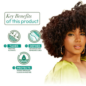 ORS olive oil mousse before and after on curls showing defined frizz control