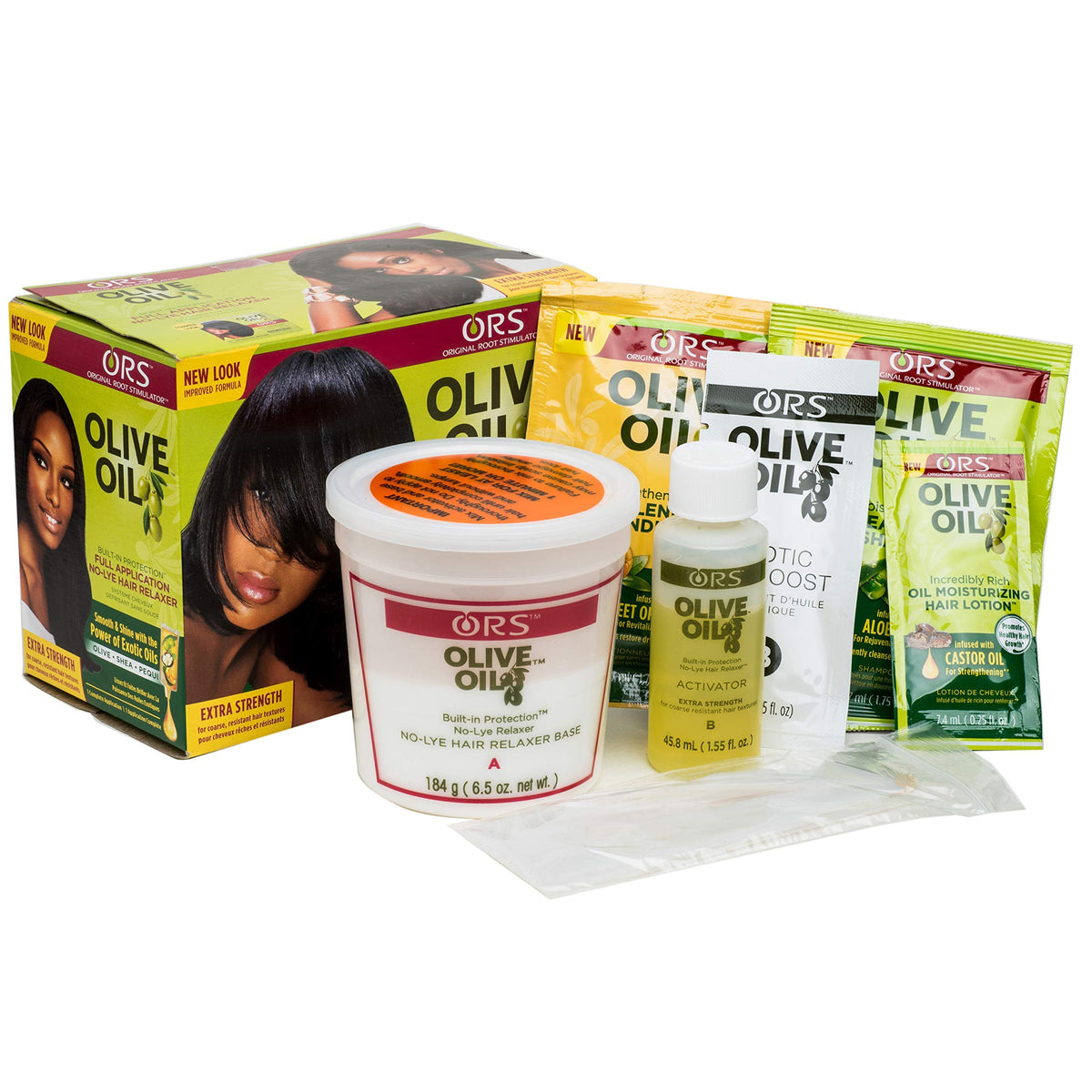 Application shot of ORS relaxer in hands demonstrating smooth application