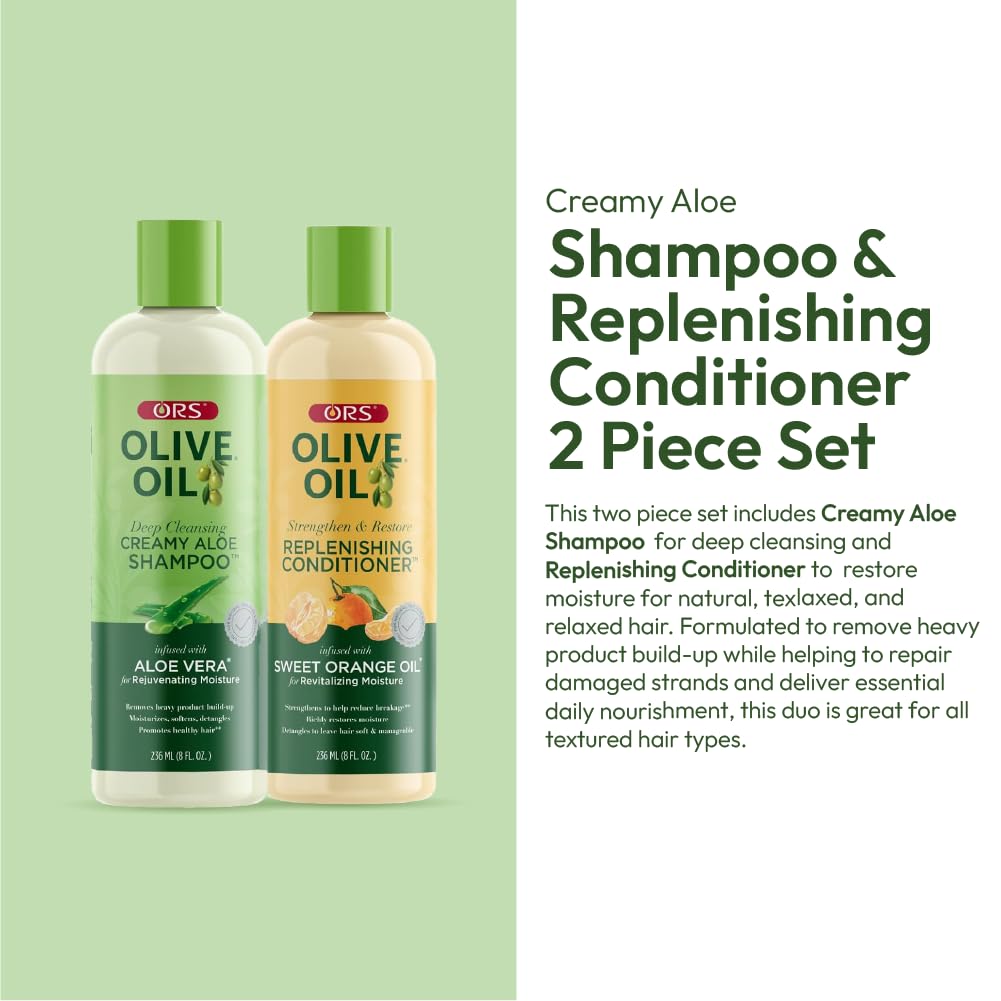 ORS shampoo close-up pump showing creamy aloe texture and slip