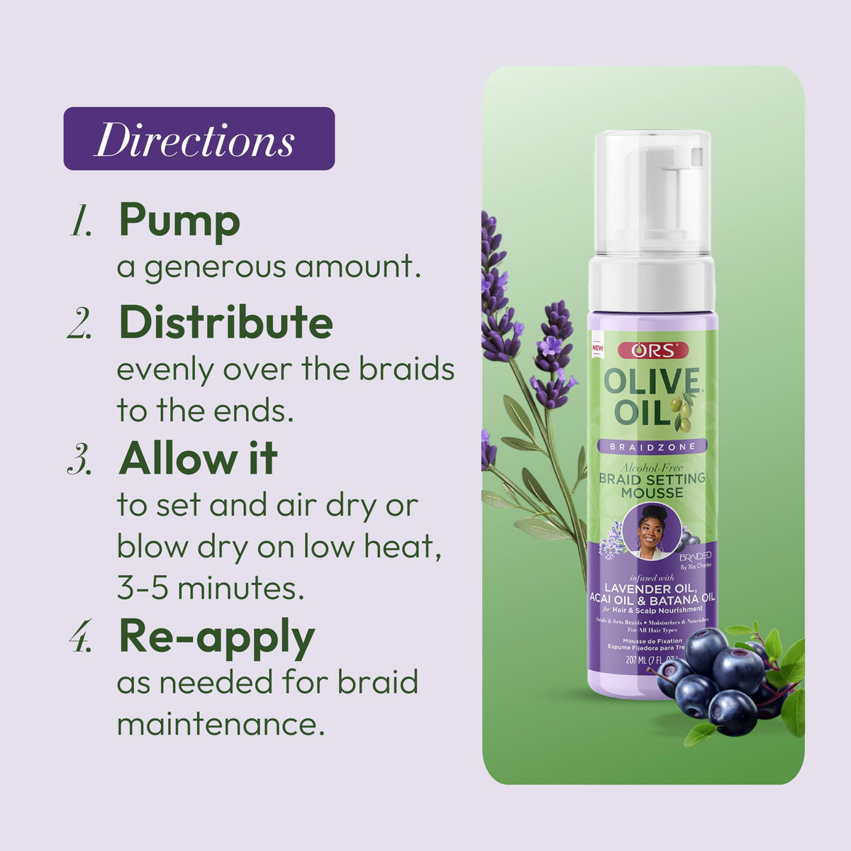 ORS 7-ounce mousse next to measuring tape showing compact travel-friendly size