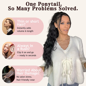ORSUNCER 30-inch ponytail laid flat to show length and fullness for dramatic styling