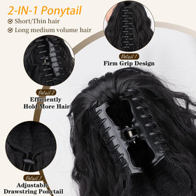 ORSUNCER ponytail on model showing 30 inch length for realistic size comparison