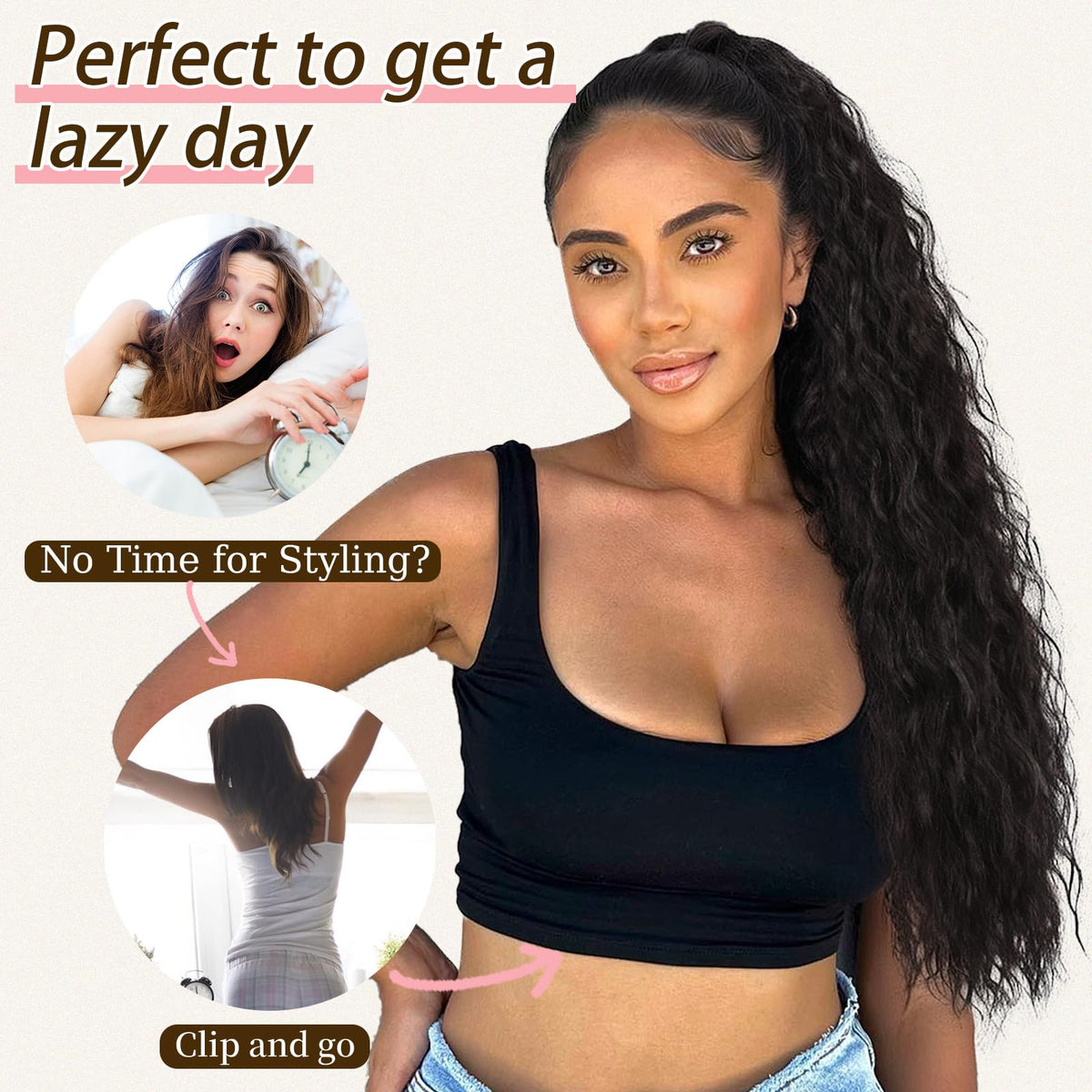 ORSUNCER model wearing ponytail side profile illustrating realistic blend and everyday confidence