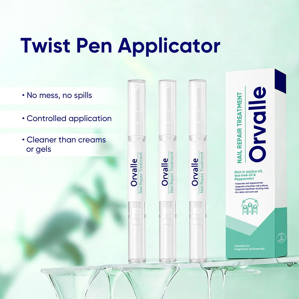 Orvalle before and after nails comparison illustrating improved hydration appearance
