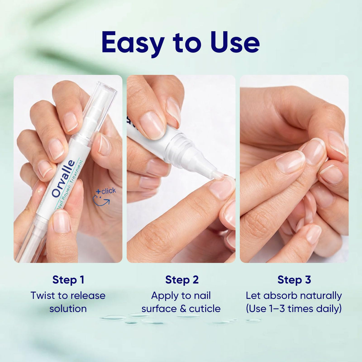 Orvalle nail pen on bathroom vanity lifestyle shot showing routine-friendly use