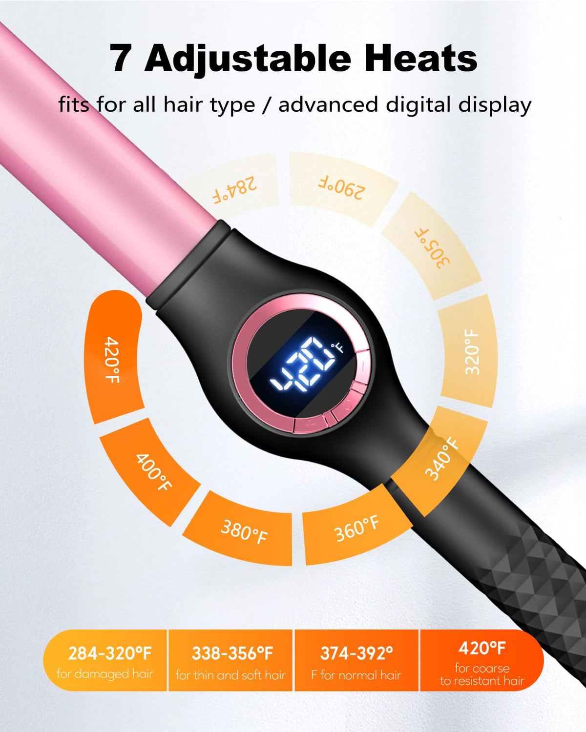 ORYNNE curling wand held in hand to show scale and ergonomic grip for faster styling