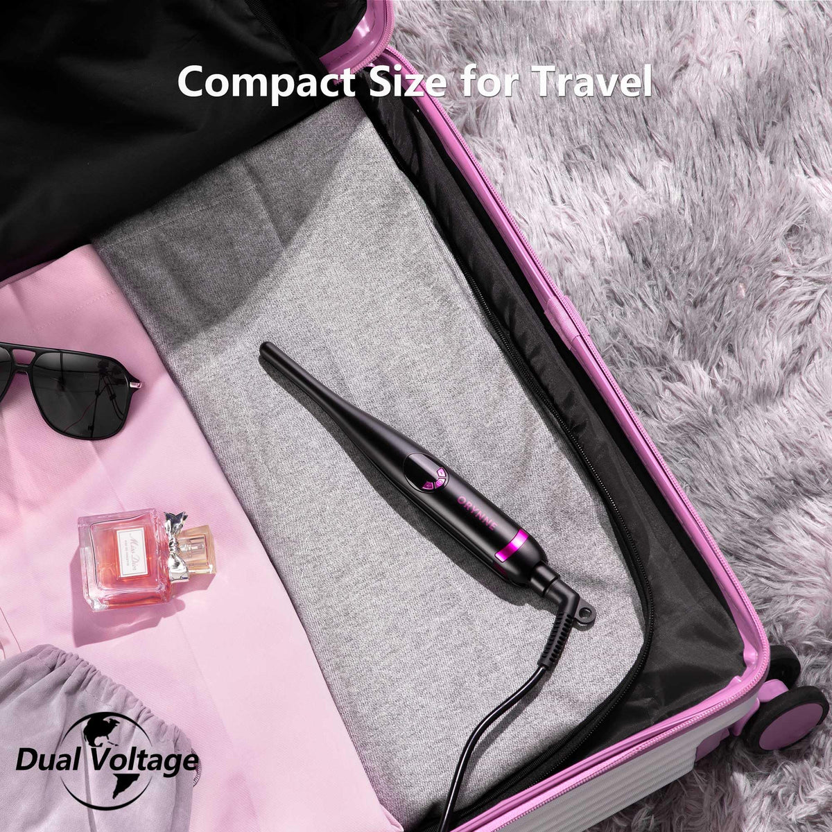 ORYNNE swivel cord and lock detail for tangle-free convenient use