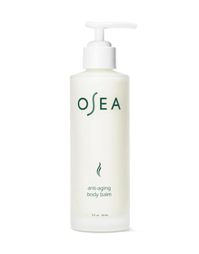 OSEA anti-aging body balm front packaging showing bottle benefits
