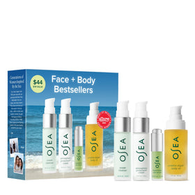 OSEA front packaging of travel set showing all four products and clean design benefiting routine consistency