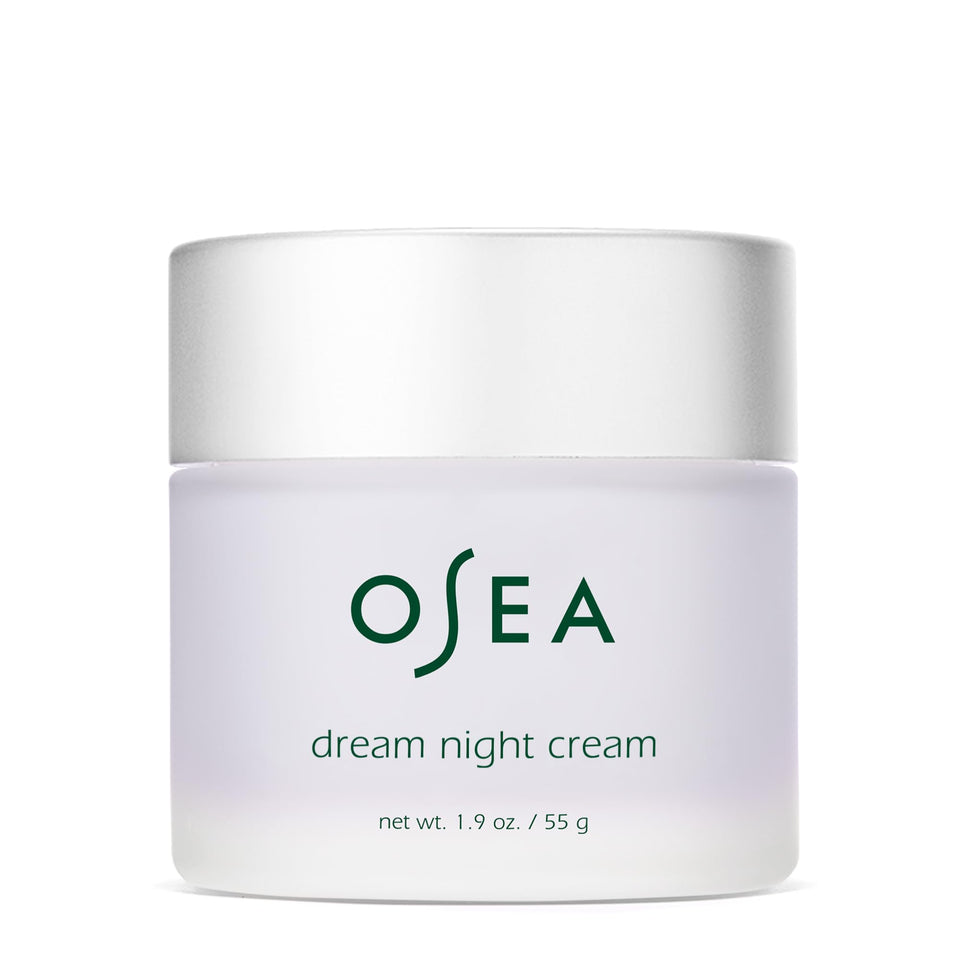 OSEA front jar showing Dream Night Cream for overnight hydration and firming