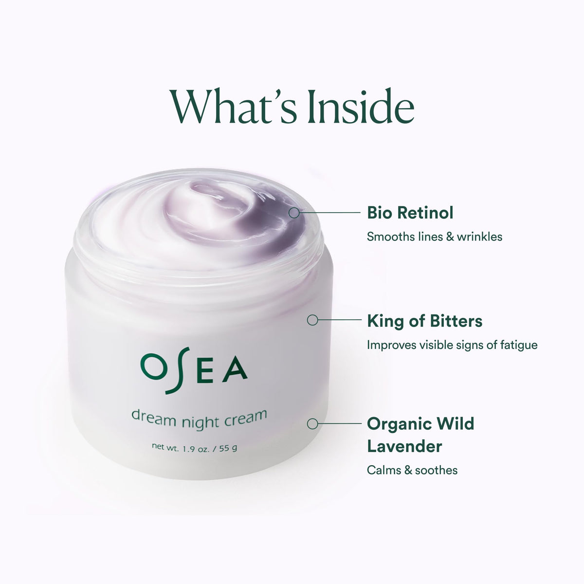 OSEA open jar top view highlighting creamy consistency for skin renewal