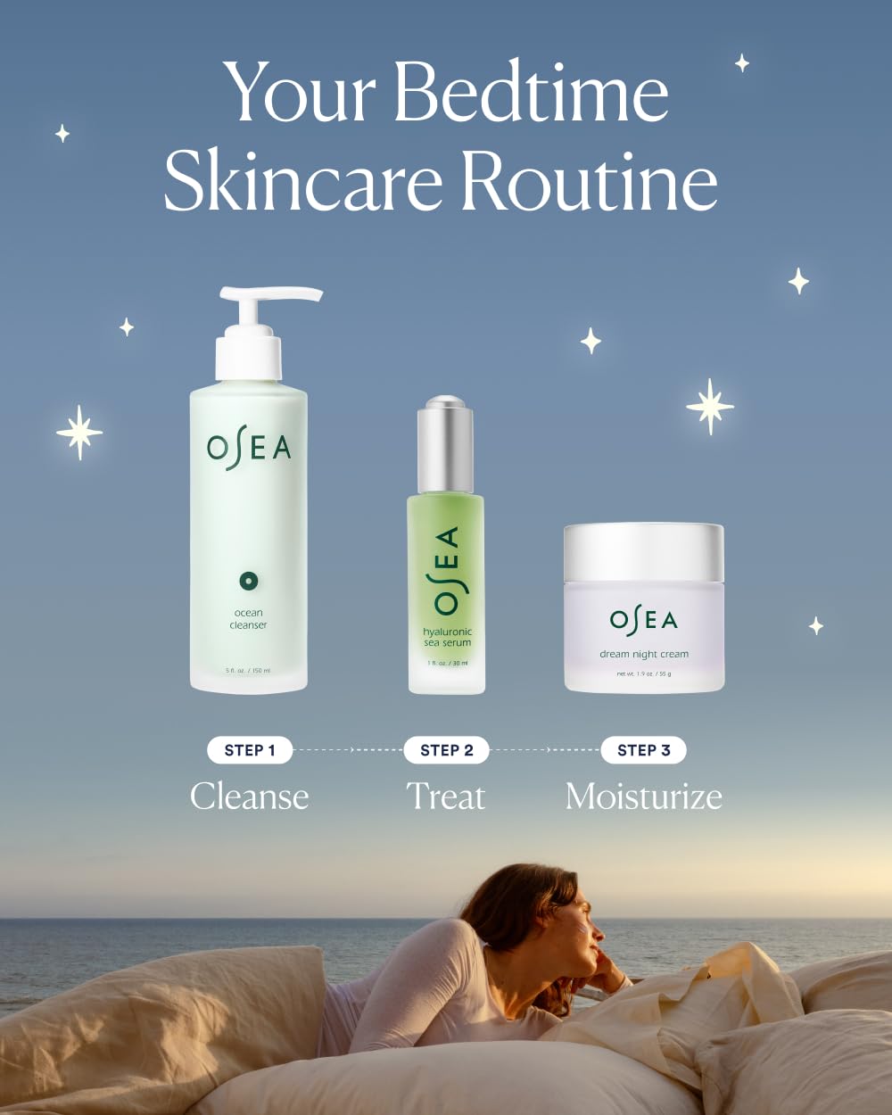 OSEA cream held in hand showing size and real-life scale for usability