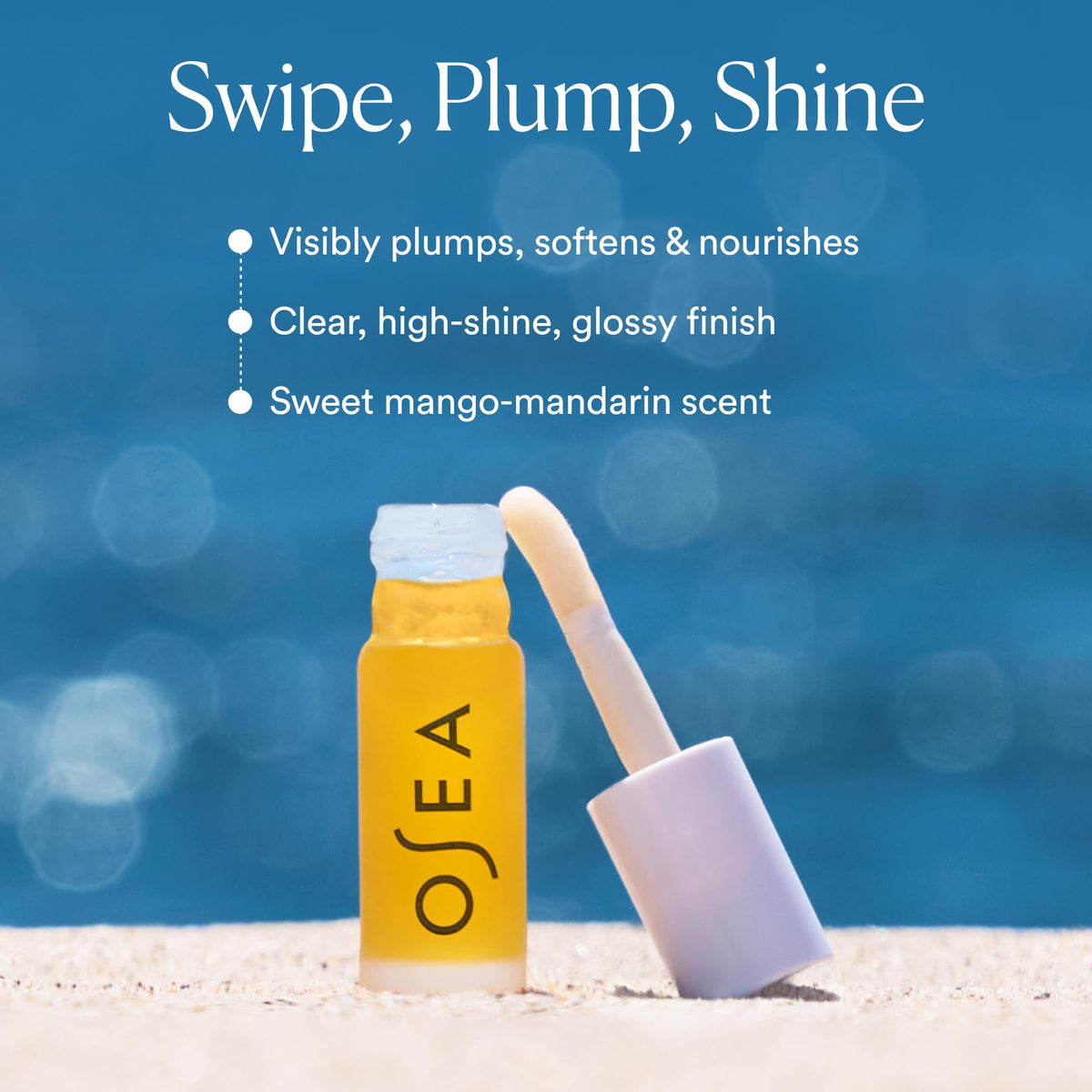 OSEA lip oil texture swiped on skin showing non-sticky glossy finish benefit hydration