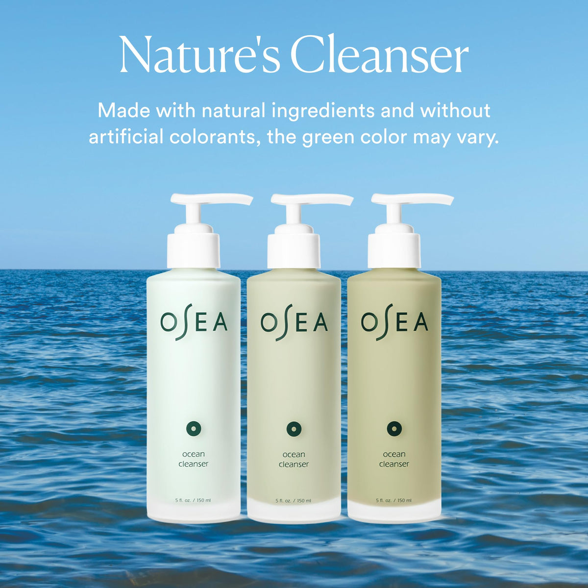 OSEA label close-up listing clean ingredients and vegan cruelty-free benefit