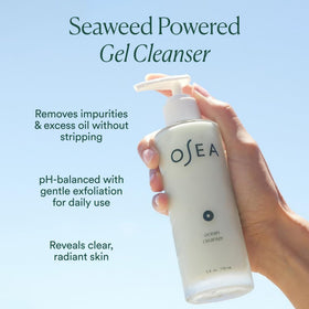 OSEA close-up of pump and gel texture highlighting smooth, spreadable consistency