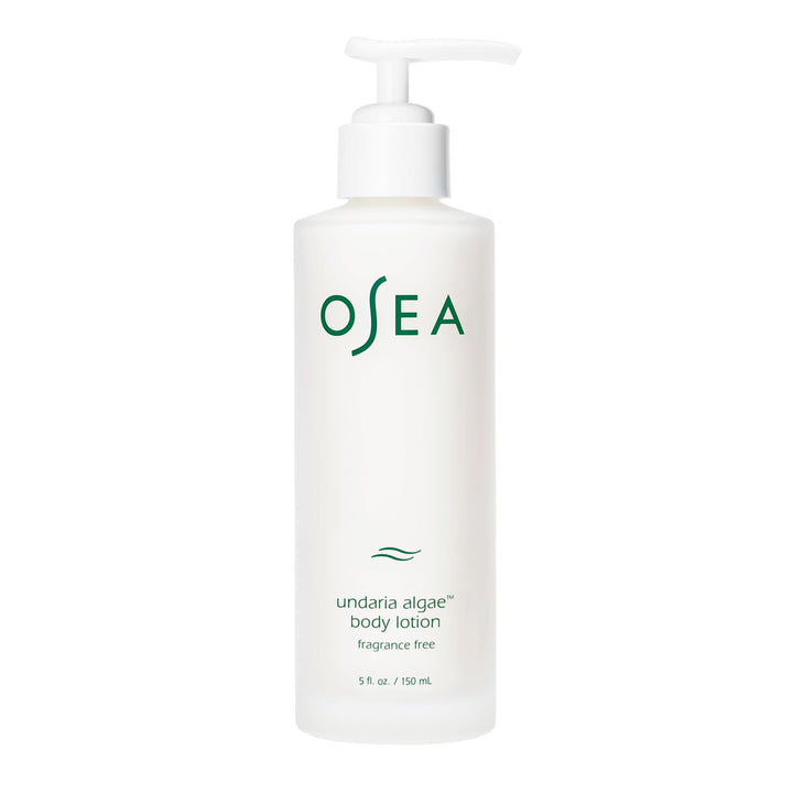OSEA front packaging showing fragrance-free body lotion benefits