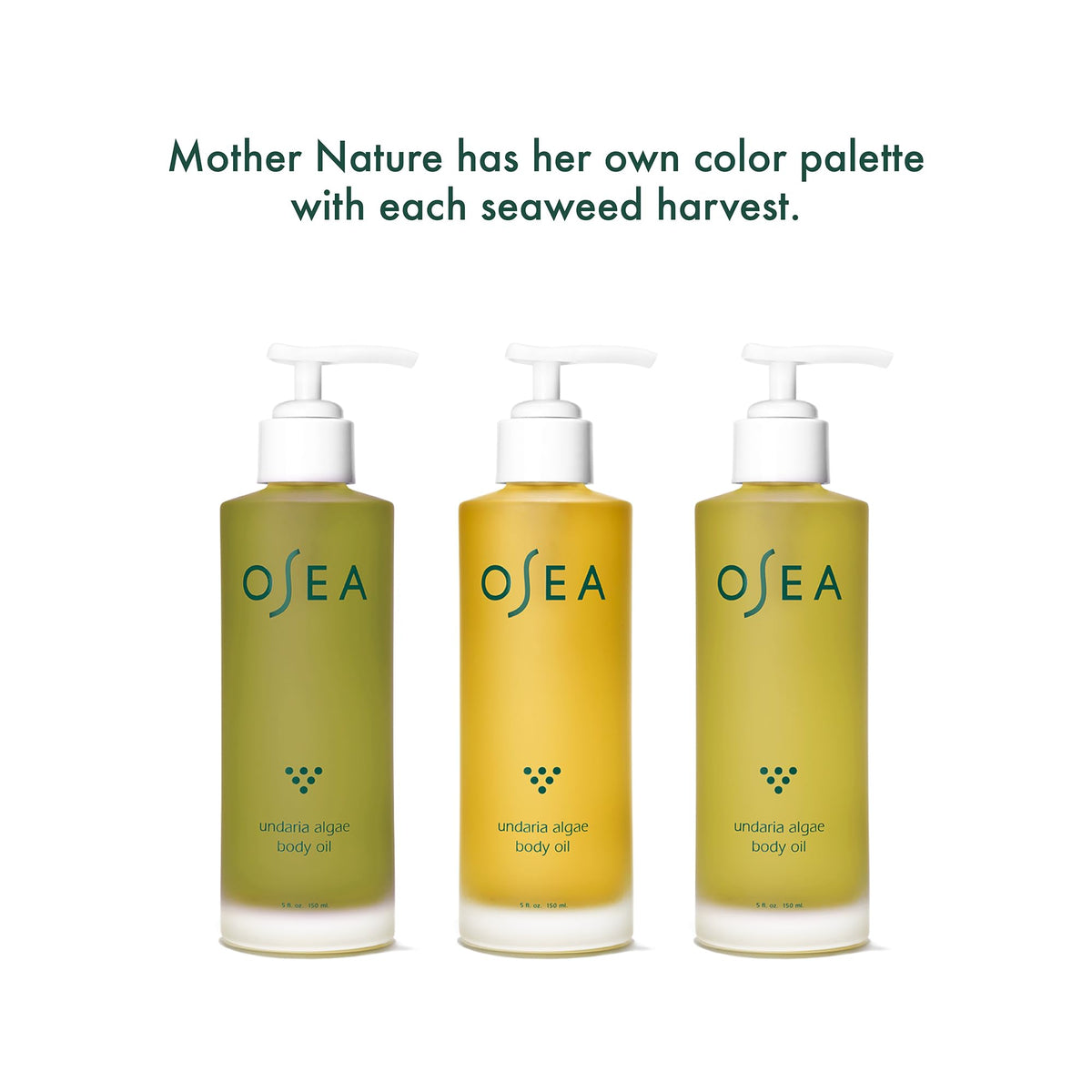 OSEA bottle staged in bathroom routine conveying daily use and luminous finish benefit