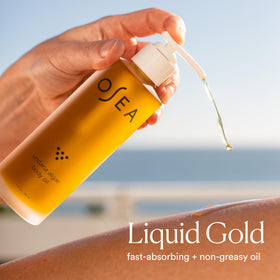 OSEA label close-up showing ingredients and clean formulation benefit
