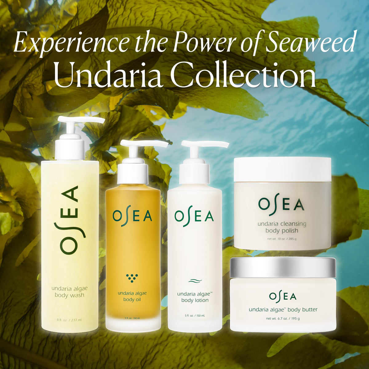 OSEA lotion bottle staged in bathroom to show everyday routine compatibility