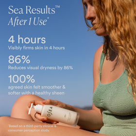 OSEA lotion applied on arm demonstrating immediate moisturization