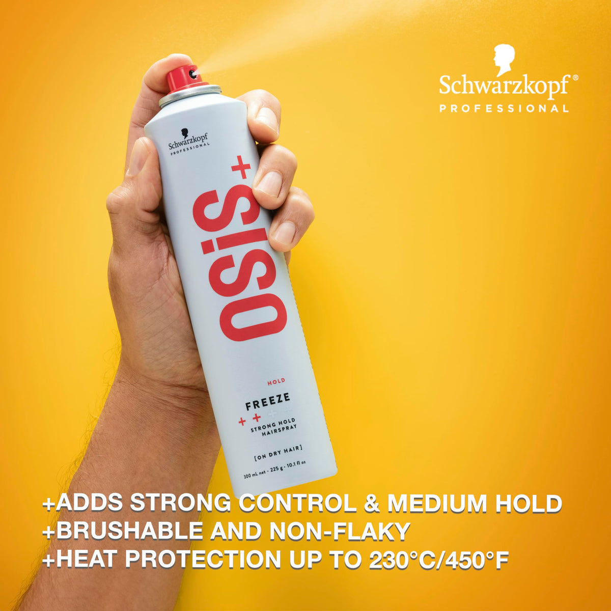 OSiS+ Freeze spray nozzle closeup illustrating easy, even application